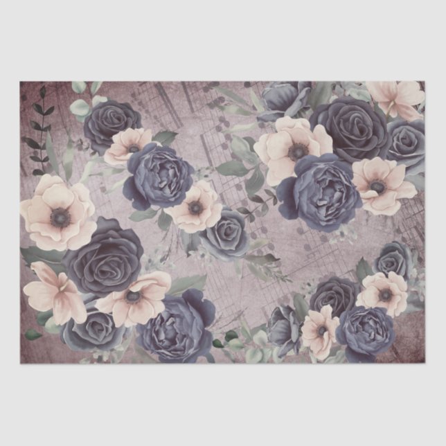 Seda papel vintagemético y papel de flores (Anverso)