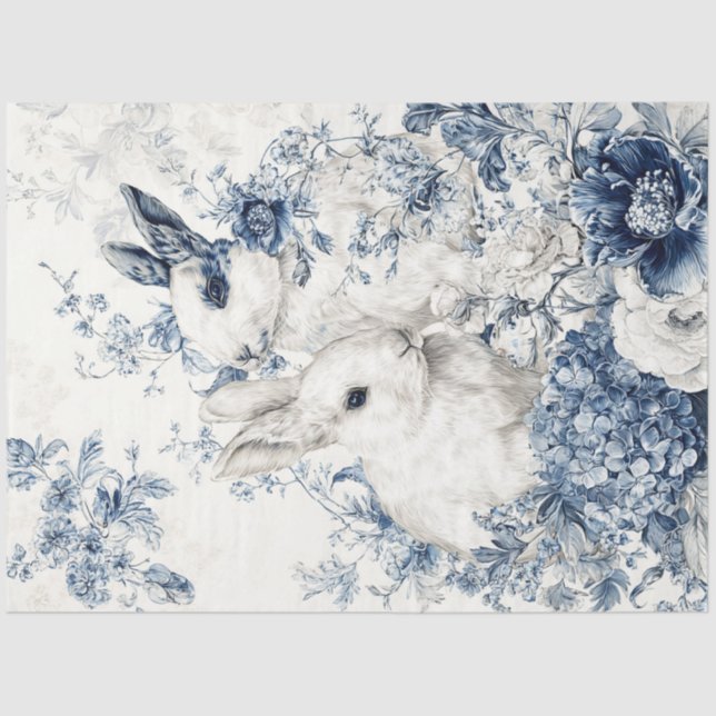 Seda Par de conejos de porcelana en papel tisú (Anverso)