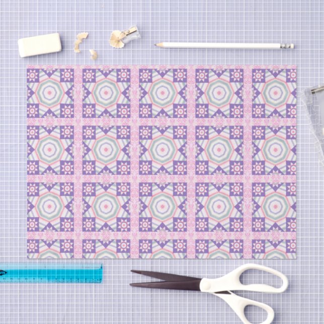 Seda Patrón Antiguo de Edredón Estrella Rosa Papel de S (Artesanía)