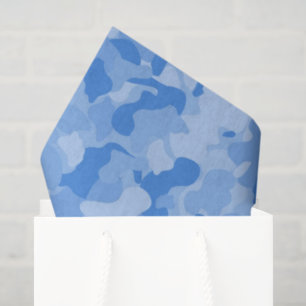 Seda Patrón de camo azul papel de tejido para niños