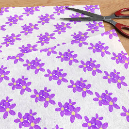 Seda Patrón de flores moradas Papel de tejido blanco fl