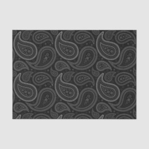Seda Patrón de paisley blanco en papel de tejido negro