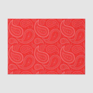 Seda Patrón de paisley blanco en papel tapón rojo