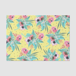 Seda Patrón floral de verano _ Papel de tejidos amarill