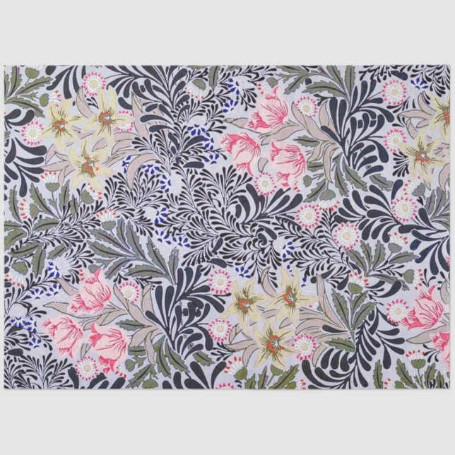 Seda Patrón floral, papel de tejidos William Morris (Anverso)