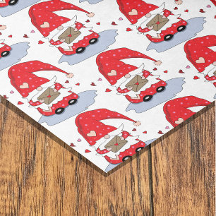 Seda Patrón gnomo rojo con papel de tejido cardíaco