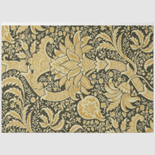 Seda Patrón indio dorado, papel de tejidos de William M