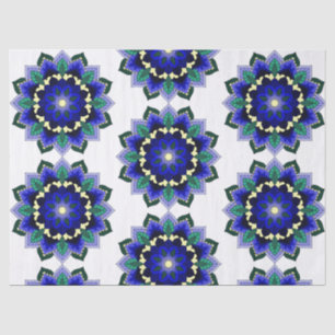 Seda Patrón Mandala 02 en papel de tejidos azul oscuro