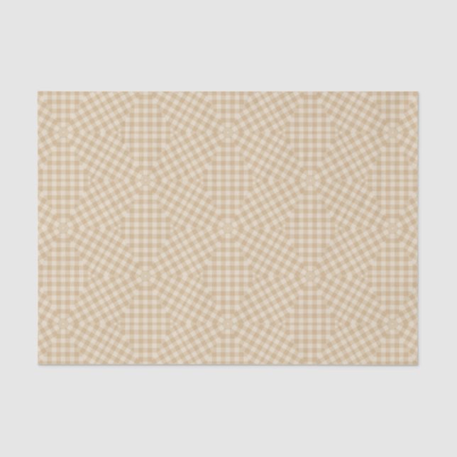 Seda Patrón moderno de Gingham - Papel de tejido Beige (Anverso)