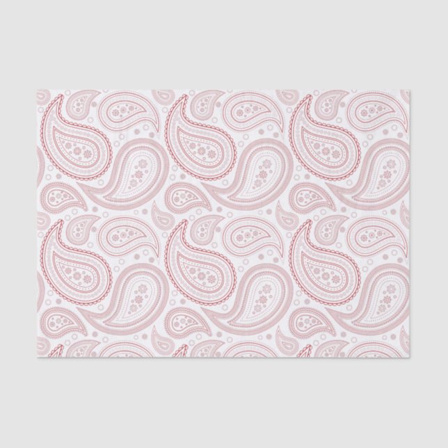 Seda Patrón oscuro de paisley rojo en papel blanco (Anverso)