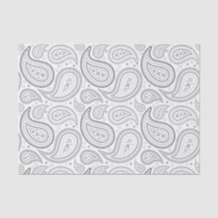 Seda Patrón paisley negro sobre papel de tejidos blanco