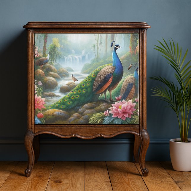 Seda Pavo Real en Bosque Lluvioso Papel de Decoupage (Subido por el creador)