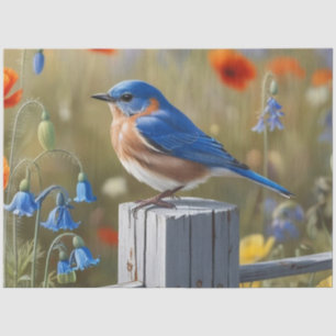 Seda Pequeño papel de árbol de aves azul