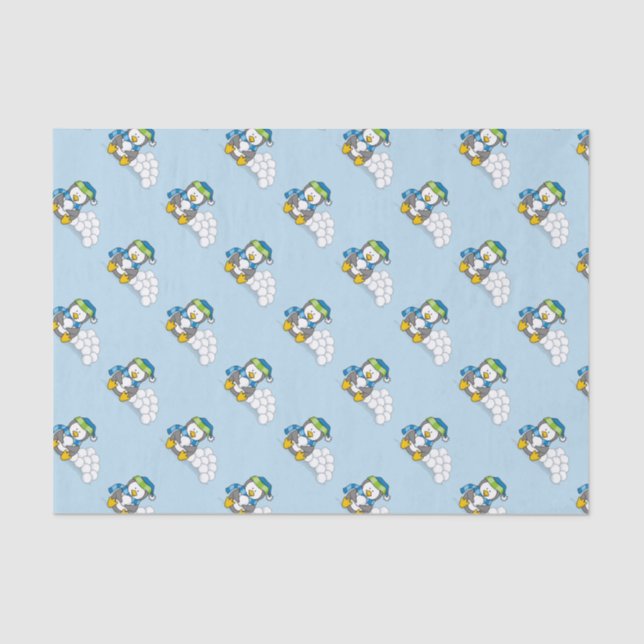 Seda Pequeño pingüino sentado con papel tapete de bolas (Anverso)