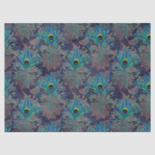 Seda Pieles de pavo real en papel teñido de color morad