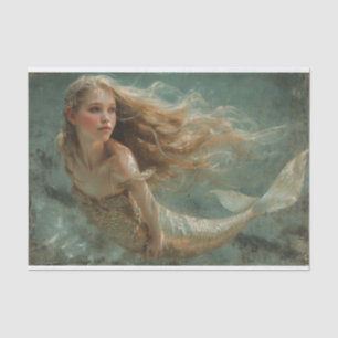 Seda Pintura de aceite de papel de tejado de sirena