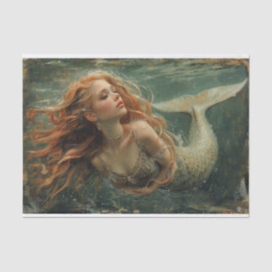 Seda Pintura de aceite de papel de tejado de sirena