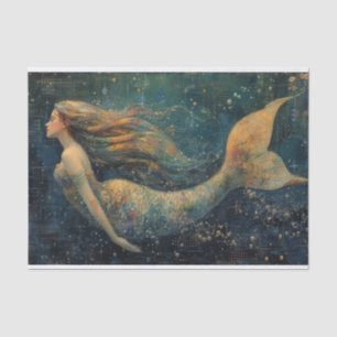 Seda Pintura de aceite de papel de tejado de sirena