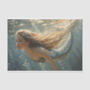 Seda Pintura de aceite de papel de tejado de sirena