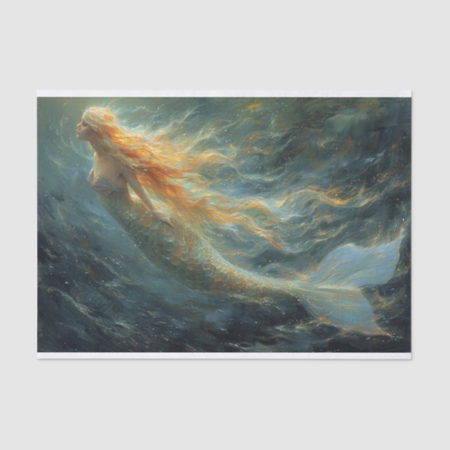 Seda Pintura de aceite de papel de tejado de sirena (Anverso)