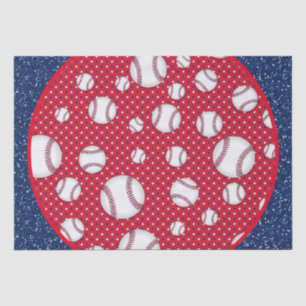 Seda Plato de papel de béisbol rojo blanco y azul