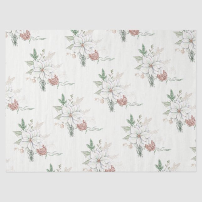 Seda Poinsettias blancas y papel de tejidos de los tono (Anverso)