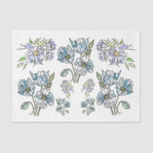 Seda Poppies y peonías - Papel de té de descomposición