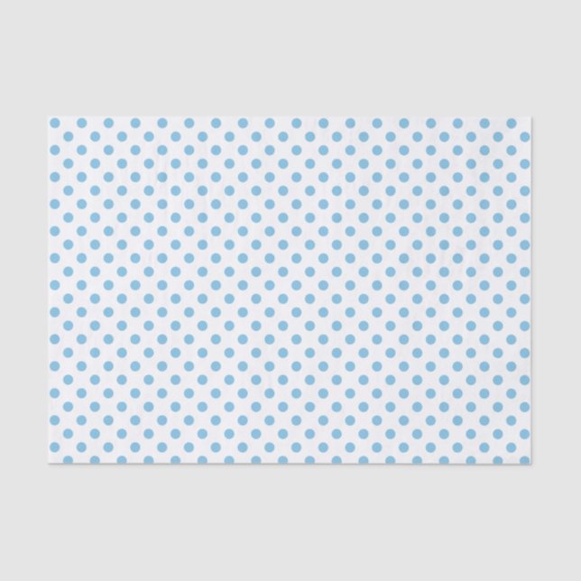 Seda Punto azul claro de polka en papel blanco (Anverso)
