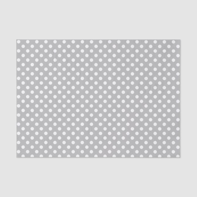 Seda Punto de polka blanco en papel de tejido gris (Anverso)