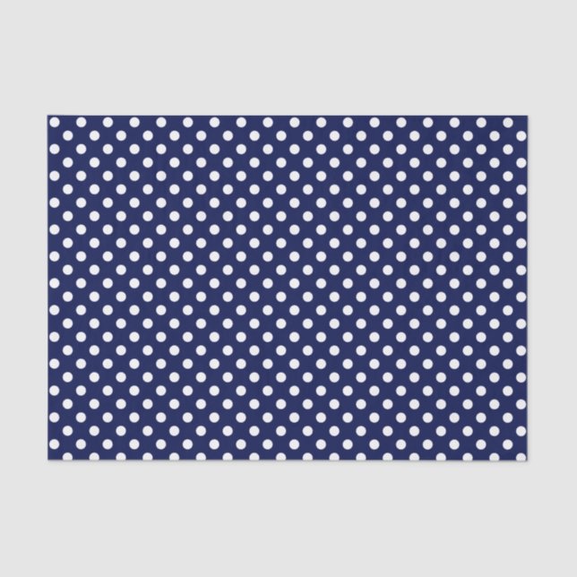 Seda Punto de Polka Blanco sobre el papel del tejido az (Anverso)