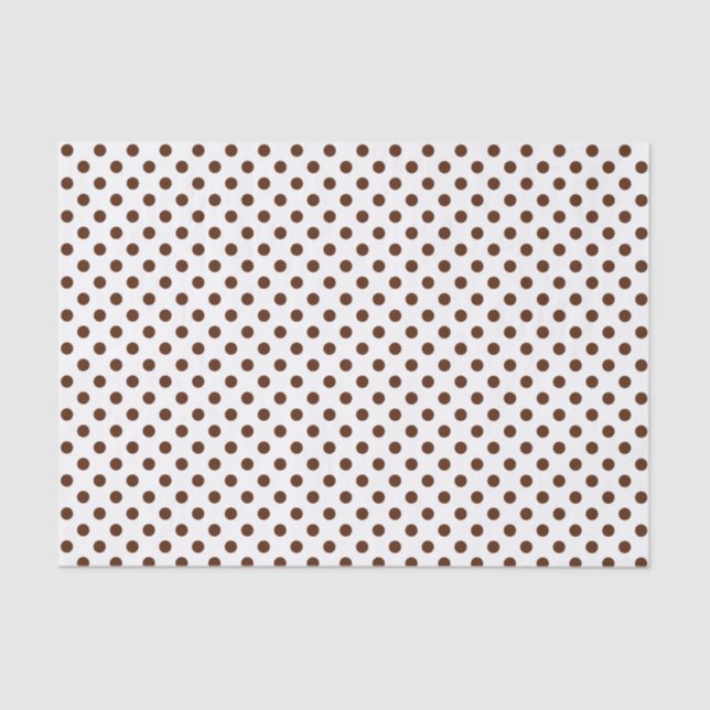 Seda Punto de polka marrón en papel de tono blanco (Anverso)