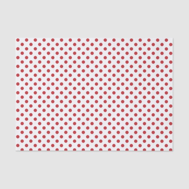Seda Punto rojo oscuro de polka sobre papel blanco (Anverso)