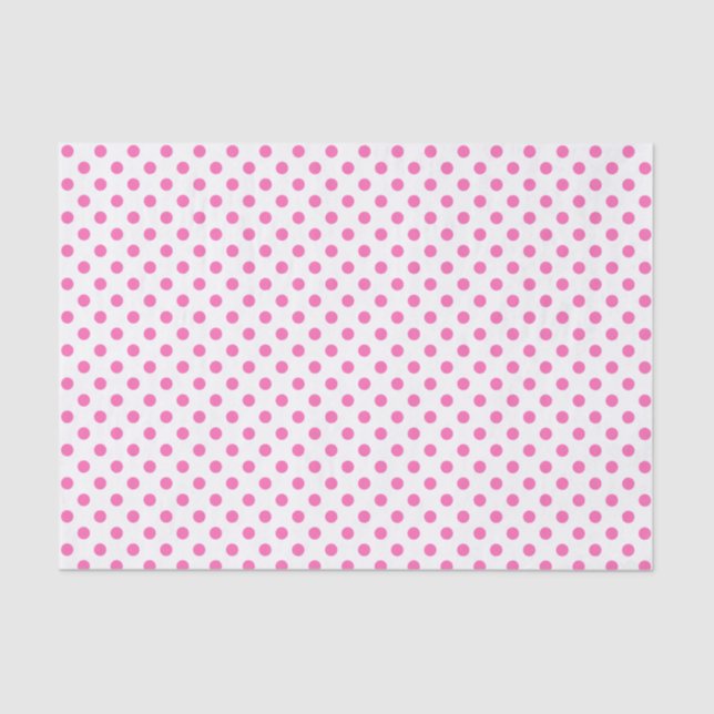 Seda Punto rosado de polka en papel blanco (Anverso)