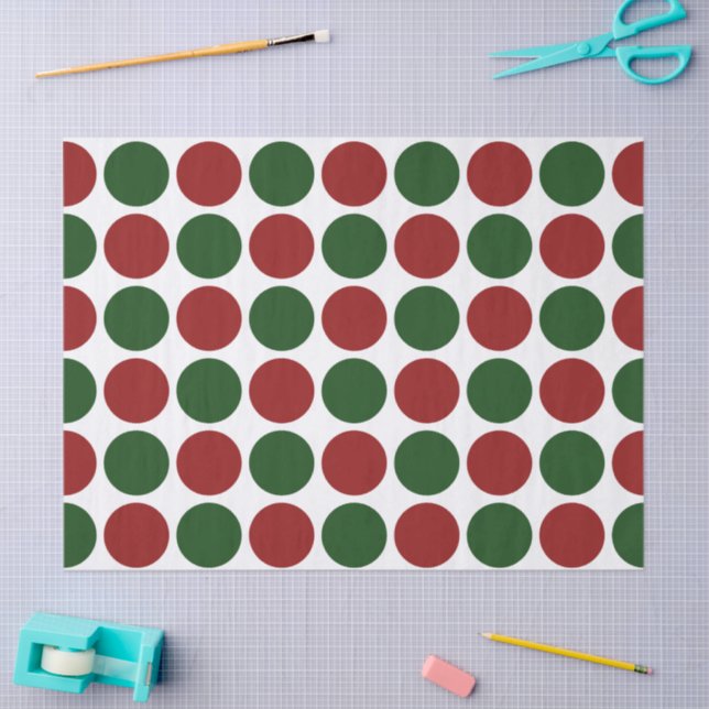 Seda Puntos de Polka Rojo y Verde sobre el papel de los (Artesanía)