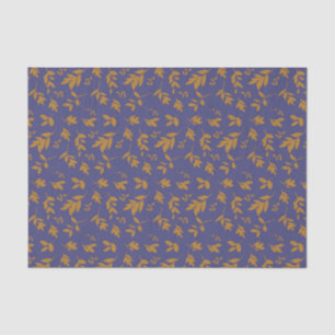Seda Rama de Leafy Amarillo en papel de Tejido Azul