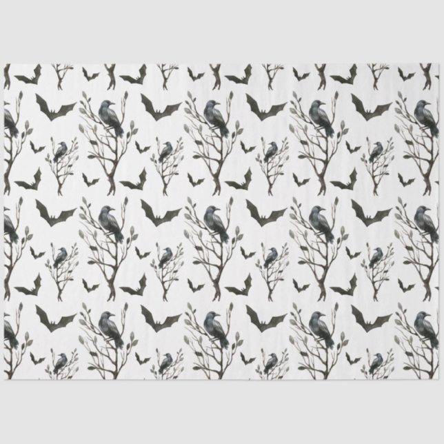 Seda Raven Bat Halloween regalo Papel de envoltura (Anverso)