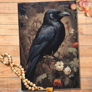 Seda Raven en flores 4 papel de desconchado