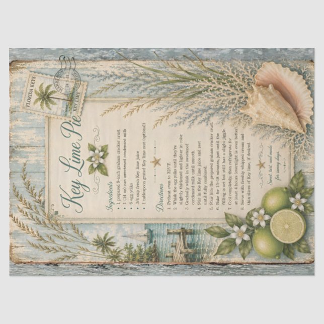 Seda Receta de tarta de lima clave Papel de decoupage V (Anverso)