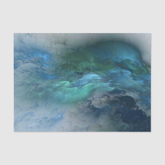 Seda Resumen de nubes azules/verdes - Papel de tejidos (Anverso)