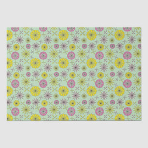 Seda Resumen de papel de tejido floral rosa y amarillo