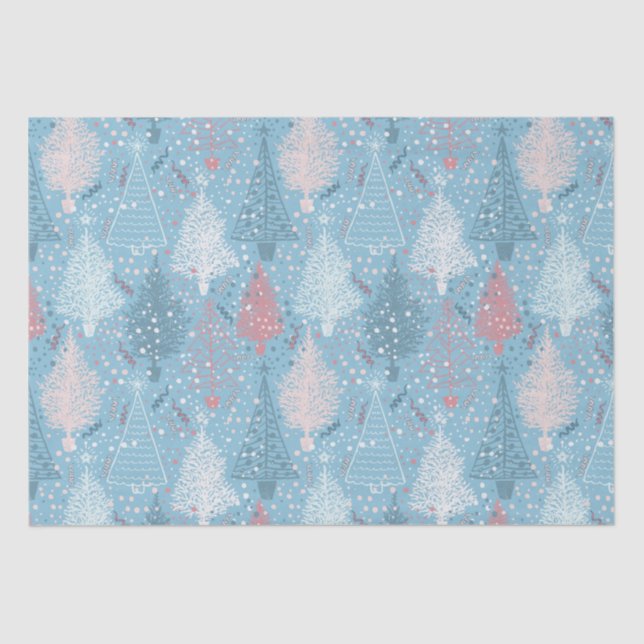 Seda Resumen del patrón de árboles de Navidad 2 papel d (Anverso)