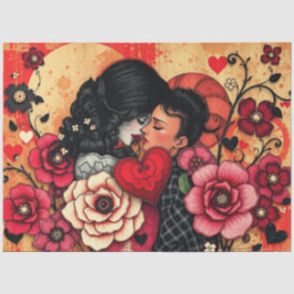 Seda Resumen romántico de papel de tejido gótico