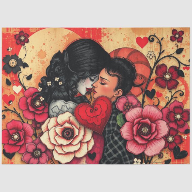 Seda Resumen romántico de papel de tejido gótico (Anverso)