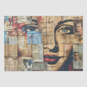 Seda Retrato de mosaico gráfico con papel de periódico
