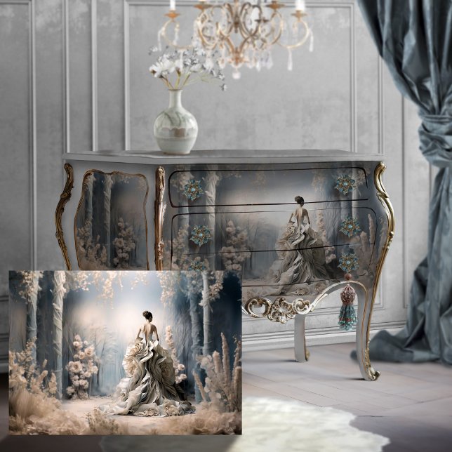 Seda Retrato de mujer elegante de bosque de papel con e (Subido por el creador)