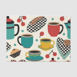 Seda Retro Diner Brew: Papel de té con temas de café de