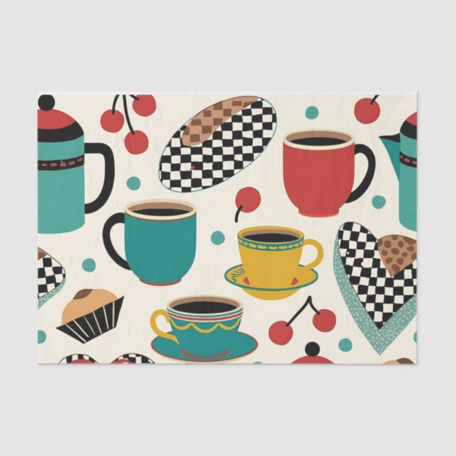 Seda Retro Diner Brew: Papel de té con temas de café de (Anverso)