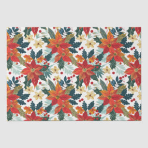 Seda Retro Poinsettia Navidades festivos papel de tema