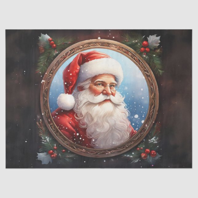 Seda Retro Santa en elegante papel de diseño de cuadros (Anverso)