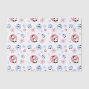 Seda Retro Snowman con papel de té con copas de nieve